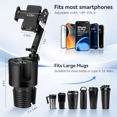 Cup Holder Phone Mount for Car, 2-in-1 Cup Holder Expander with Phone Mount - color: Standard Holder