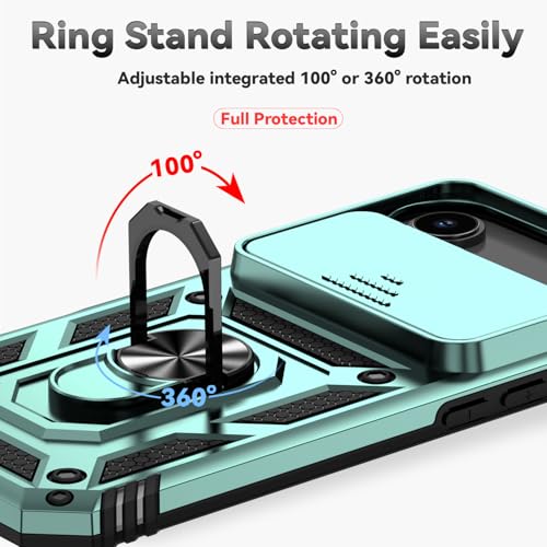 for iPhone Air Case, with Slide Camera Cover HD Screen Protector [Military Grade 16ft. Drop Tested] Ring Holder Kickstand Protective Phone Case for Apple iPhone Air 2025, Dark Green - color: Dark Green w/ Slide Camera 2nd gen. Military Grade