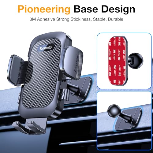 Romuto Phone Holders for Your Car Phone Holder Mount【90+LBS Suction Cup】 - color: Diamond Black