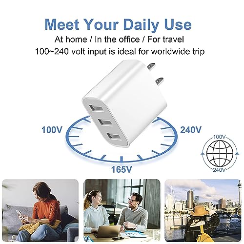 3 USB A Ports Charger Block,5 Pack YTFCYIKBG Cell Phone wall Chargers - color: Ivory