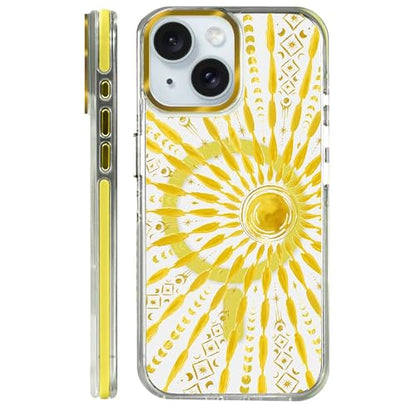 VisEnt Clear Case for iPhone 15, Magnetic Phone Case, Transparent Slim Cover, Military Grade Protection, Shockproof, Anti-Yellowing, Scratch Resistant, Folk Gold Sun - color: Folk Gold Sun, size: Iphone 15