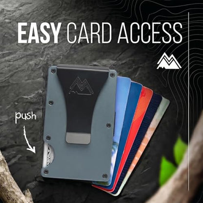 Mountain Voyage Minimalist Wallet for Men - Slim RFID Wallet, Scratch Resistant, Credit Card Holder & Money Clip, Easily Removable Money & Cards (Matte Grey) - color: Matte Grey