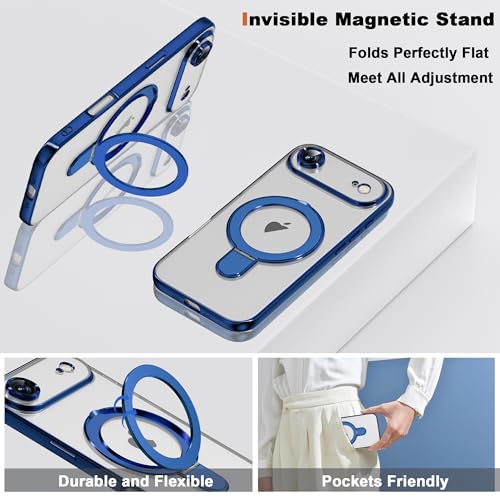 Plating Clear Case for iPhone 17 Air with Stand 6.3", Blue - color: Blue, size: Iphone 17 Air