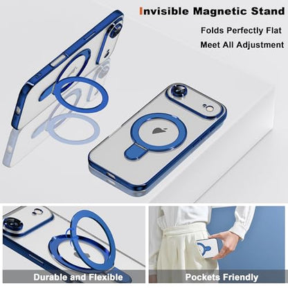 Plating Clear Case for iPhone 17 Air with Stand 6.3", Blue - color: Blue, size: Iphone 17 Air