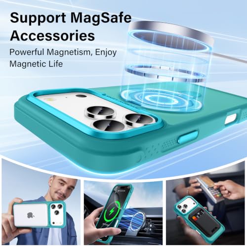 Designed for iPhone 17 Pro Case with Magnetic Stand, Darkcyan | Certified Drop Protection, Great Grip Feeling, Matte Translucent Back Slim Shockproof Phone Cover - color: Darkcyan, size: Iphone 17 Pro