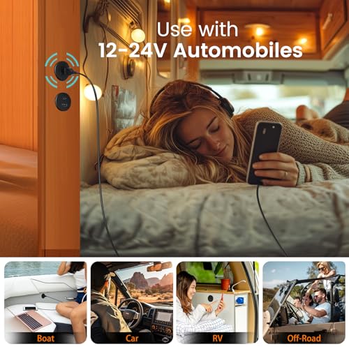 2Pcs RV 12V USB Outlet Alumium Charger, 48W PD and QC Cigarette Lighter Replacement, 12 Volt Socket No Light, Flush Mount USB Port for for Trailer Camper Van Car Boat 24V - color: 2Pcs