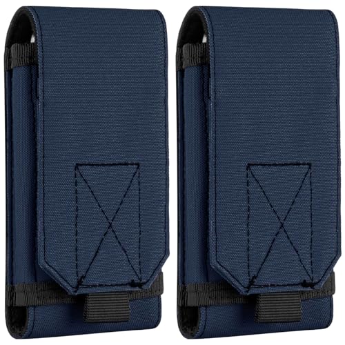Tactical Molle Phone Holster Pouch, Universal Belt Waist Bag for iPhone 17 Pro Max/17 Pro/17/16 Pro Max/15 Pro Max/14 Pro Max/13/12, Samsung S25 Ultra/S24/S23, Size L - color: Deep Blue(2 Pack)
