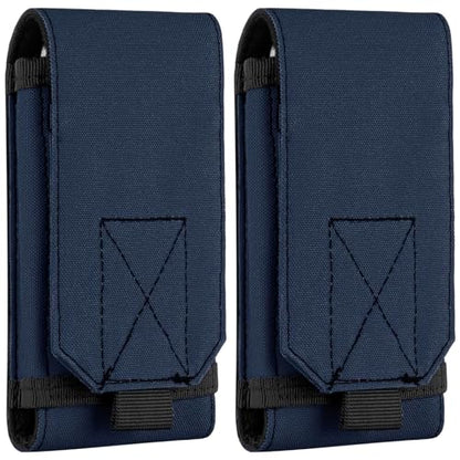 Tactical Molle Phone Holster Pouch, Universal Belt Waist Bag for iPhone 17 Pro Max/17 Pro/17/16 Pro Max/15 Pro Max/14 Pro Max/13/12, Samsung S25 Ultra/S24/S23, Size L - color: Deep Blue(2 Pack)