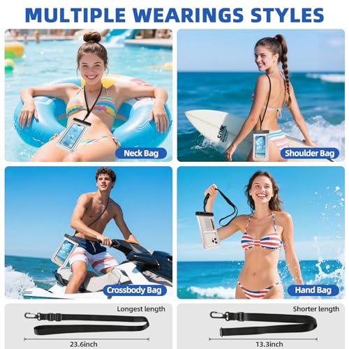 Waterproof Phone Pouch, IP68 Floating Waterproof Phone Case, Dry Bag Beach Essentials with Adjustable Lanyard for iPhone 16 Pro Max /15 Pro/Galaxy S24 S23, Up to 7.0'', Flash Silver, 1 Pack