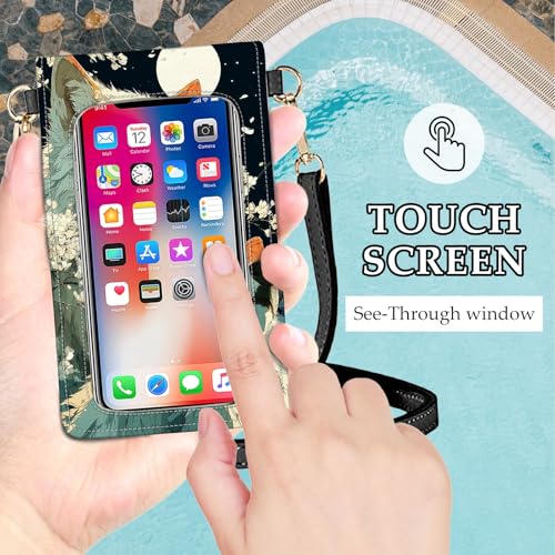 Small Crossbody Bags for Women Touchscreen Cell Phone Bag Cross Body Purses with adjustable Strap,Gifts For Teenage Girls - color: White Wolves Cartoon