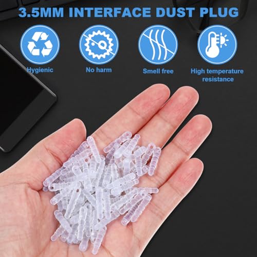 Hemobllo 100 pcs Cell Phone Dust Plug Charm with Headphone Covers Dust Protector Cap Compatible for 3.5mm Earphone (Transparent)