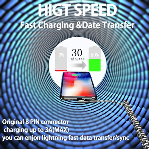 AGOZ Apple MFI Certified USB to Lightning Cable, 90 Right Angle Short Charging Cable Cord, for iPhone 14, 13, 12 Pro Max, SE, 11 Pro Max, Xs XR (Coiled 3 ft)