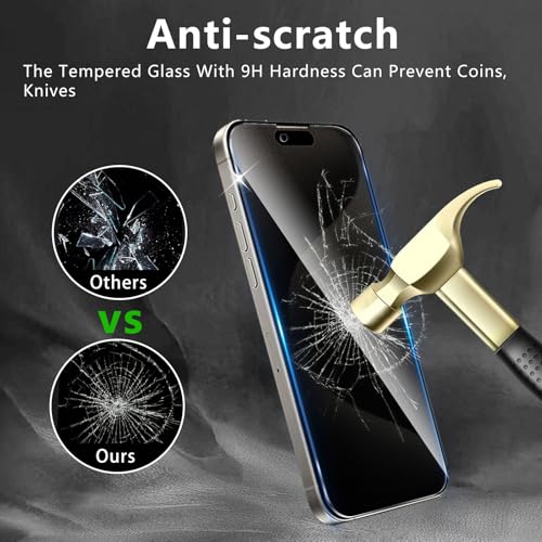 3 Pack Privacy Screen Protector Designed for iPhone 15 Pro Max,Full Coverage Anti-Spy Tempered Glass Film,9H Hardness,Anti-Fingerprint,Bubble Free,Easy to Install - color: iPhone 15 Pro Max FK3