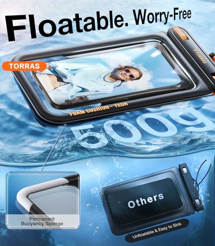 TORRAS IP68 Waterproof Phone Pouch Floating with Double Space 7.0", Green | Waterproof Phone Case with Crossbody Lanyard, Phone Dry Bag for iPhone 17 Pro Max 16 S26, Beach Cruise Ship Travel Essentials - color: Glacier Sprint