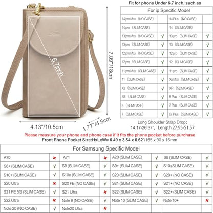 S-ZONE Small Crossbody Bags for Women Phone Purse RFID Blocking Wallet | Card Slots, Vegan Leather, Anti-theft, Multi Pockets, Detachable Adjustable Strap, Travel Eveyday Outing - color: Retro Grey