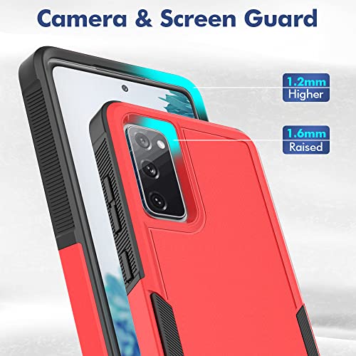 for Samsung Galaxy S20 FE Case,[Military Grade Drop Tested] with HD Screen Protector,Dual Layer Protective Heavy Duty Cell Phone Cover Non-Slip Shockproof Rugged Case for Galaxy S20 FE 5G (Red) - color: Red