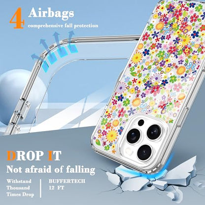 IAIYOXI Clear Case for iPhone 16 Pro, [Crystal Clear Military-Grade Drop Protection], Non-Yellowing, Slim Lightweight Transparent TPU Bumper Phone Case Cover Design - Numerous Flowers - color: Numerous Flowers, size: iPhone 16 Pro