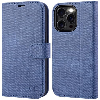 OCASE Compatible with iPhone 16 Pro Wallet Case, PU Leather Flip Folio Case with Card Holders RFID Blocking Kickstand [Shockproof TPU Inner Shell] Phone Cover 6.3 Inch 2024, Denim Blue | RFID Blocking, Flip Case, Magnetic Clasp, PU Leather Wallet Case, Ki