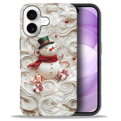 Compatible with iPhone 17,Anti-Scratch Glossy Case Cover,Christmas Snowmen Snowflakes - color: Christmas Snowmen Snowflakes, size: IPhone 17