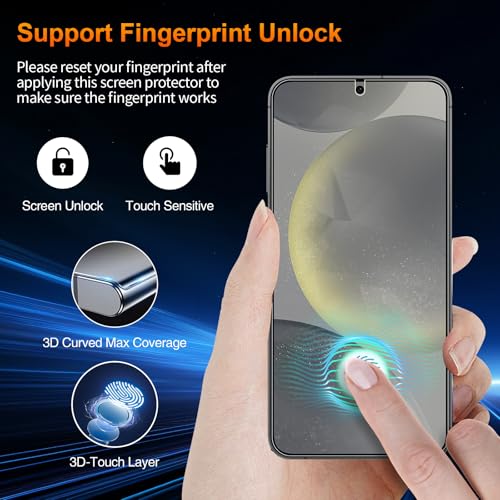 2 Pack for Samsung Galaxy S24 Anti-Glare Matte Privacy Screen Protector 6.2 inch, Smooth and Responsive Touch Flexible EPU Film, [Support Fingerprint Unlock] [Self-Healing] [Not Glass]