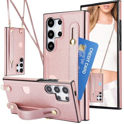 CCSmall Crossbody Case for Samsung Galaxy S23 Ultra w Card Holder KB Rose - color: Rose, size: Galaxy S23 Ultra