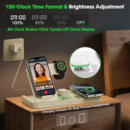 Dual Phone Foldable Wireless Charging Station for Apple, Couple&Family Use - color: White