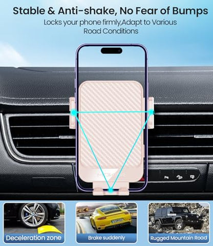 Wireless Car Charger 15W Fast Charging Dash Windshield Vent Car Mount - color: Light pink