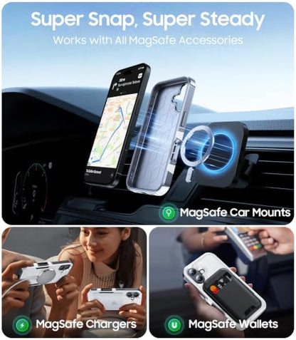 Magnetic for iPhone 17 Case Rugged Dual-Layer Shockproof White | Military-Grade Heavy Duty Protection, Fit for Magsafe, Matte Finish Scratch Resistant Anti-Fingerprint, Anti-Slip Phone Cover - color: White