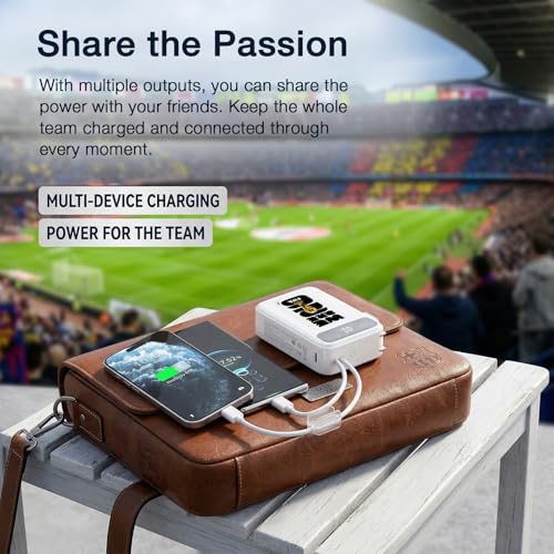 2026 FIFA Licensed Power Bank with Built-in Cable and Foldable Wall Plug, 22.5W 10000mAh Portable Charger, 3-in-1 Power Bank for iPhone 17/16 Series, FIFA World Cup 2026 Official Merchandise, White - color: White