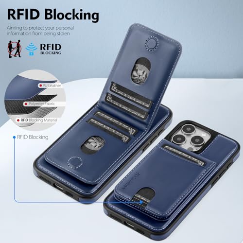 Shieldtop Compatible with MagSafe iPhone 14 Pro Wallet Case,Blue | 2 in 1 Detachable Magnetic,Credit Card Holder Slots,RFID Blocking,PU Leather,Kickstand,Flip Folio Phone Cover for Men & Women - color: Blue, size: iPhone 14 Pro 6.1"