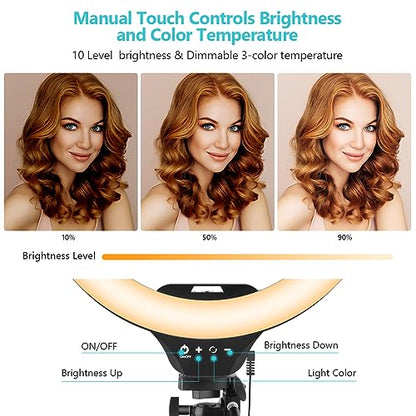Sensyne 14" Ring Light with Tripod Stand, LED Circle Light with Phone Holder, for Photo Selfie, Video Recording, Zoom Meeting - size: 14-inch