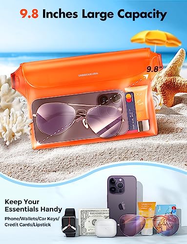 UNBREAKcable Waterproof Phone Pouch with Adjustable Waist Strap- 2 Pack [9.8'' Front window] [SGS IP68 Waterproof] [71'' Maximum Adjustable Waist Length] Waist Bag Screen Touchable Floating Dry Bag