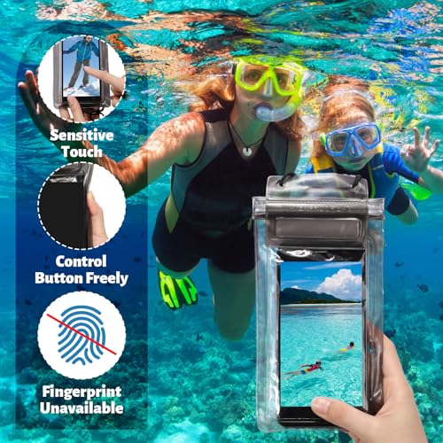 Shinylin 200 Pcs Universal Waterproof Phone Pouch Bulk Waterproof Cellphone Case Underwater Snorkeling Dry Bag Case Lanyard Clear Phone Protector for Beach Swimming Floating, 6.69 x 3.15 Inch