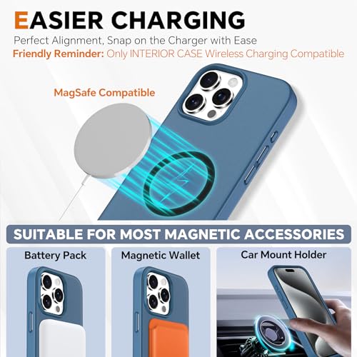 TUCCH 2-in-1 Removable Wallet Case for iPhone 15 Pro 6.1" 2023, Light Blue | RFID Blocking, 4 Card Holders, Kickstand, Wireless Charging, Shockproof TPU, PU Leather, Magnetic, Flip Cover - color: Lake Blue (2-in-1 Detachable)