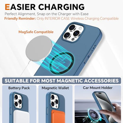 TUCCH 2-in-1 Removable Wallet Case for iPhone 15 Pro 6.1" 2023, Light Blue | RFID Blocking, 4 Card Holders, Kickstand, Wireless Charging, Shockproof TPU, PU Leather, Magnetic, Flip Cover - color: Lake Blue (2-in-1 Detachable)
