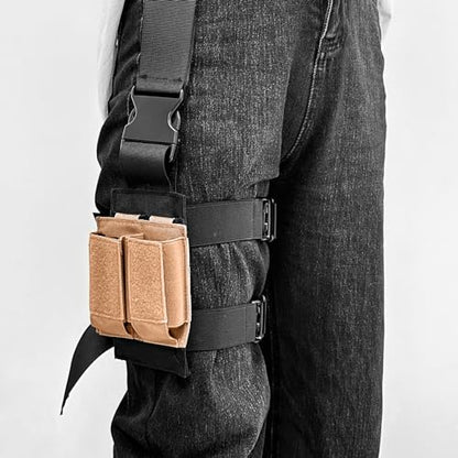 TRIWONDER Tactical Cigarette Pouch Molle Small Military Bag Battery Cigarette Case EDC Utility Card Holder Lighter Slot Mini Cigar Waist Pack - color: 14 Black - Double Pistol