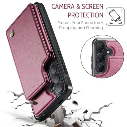 Kowauri for Samsung Galaxy S26 Case, PU Leather Wallet Case for Women Men with RFID Blocking Card Holder Slot Magnetic Closure Shockproof Protective Phone Cover for Samsung Galaxy S26 (Red) - color: Red