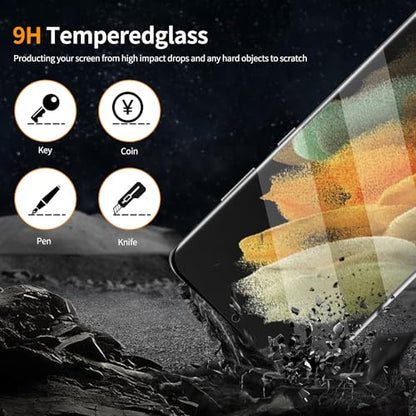 3 Pack Curved Tempered Glass Screen Protector Applicable for Samsung Galaxy S21 Ultra 5G 6.8inch, Support Fingerprint ID Friendly Tempered Glass Screen Protective, HD Clear Scratch Resistant Suitable - color: s21Ultra
