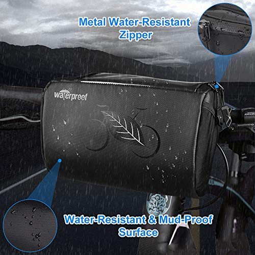 WOTOW Bike Front Basket handlebar Bag with Touch Screen Phone Holder, 3L | Bicycle Front Basket Pack, Reflective Storage Pouch for Men Women Kids Outdoor Road MTB Cycling