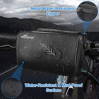 WOTOW Bike Front Basket handlebar Bag with Touch Screen Phone Holder, 3L | Bicycle Front Basket Pack, Reflective Storage Pouch for Men Women Kids Outdoor Road MTB Cycling