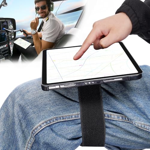 NiHome Adjustable Pilot Magnetic Kneeboard Fit for iPad, Lap Mount, Black - color: Black (with 23.6“ Elastic Strap)