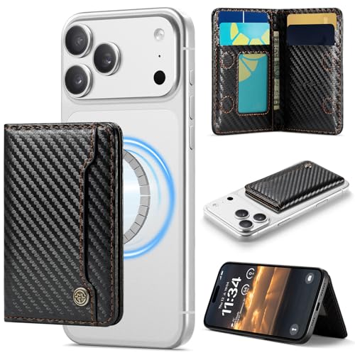 Vinich for MagSafe Wallet Magnetic RFID Blocking Card Holder, Carbon Black - color: Carbon Black