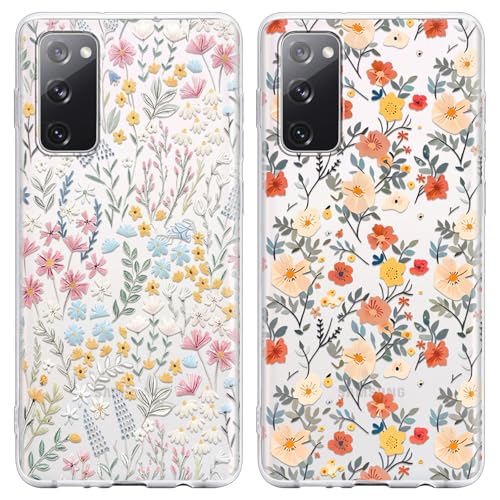 2 Pack Summer Case for Samsung Galaxy S20 FE (4G/5G) Clear, Cute Flower Daisy Aesthetic Pattern Design Floral Phone Cover Transparent, TPU Shockproof Protective Shell for Samsung S20 FE 6,5" - color: Flower Daisy, size: Samsung Galaxy S20 FE (4G/5G)