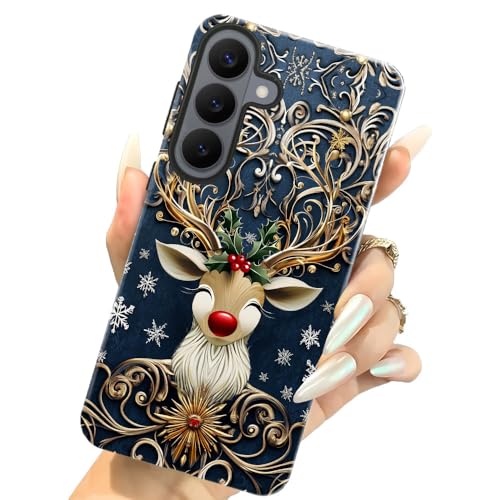 Case for Samsung Galaxy S26 Plus,Camera Protection Soft Glossy Phone Case - Christmas Reindeer Golden - color: Christmas Reindeer Golden, size: Samsung Galaxy S26 Plus