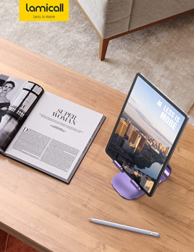 Lamicall iPad Stand Adjustable Tablet Holder, Sturdy Aluminum, Multi-Angle - color: Purple