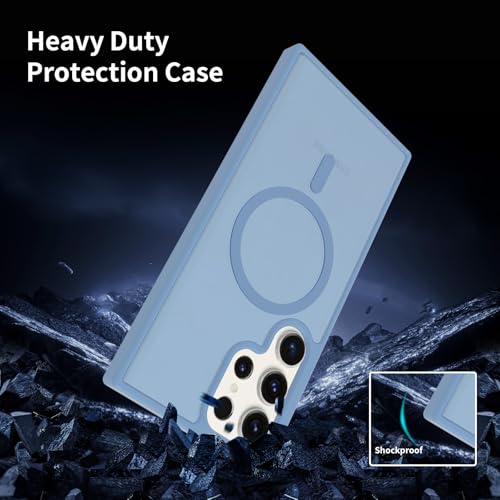 for Samsung Galaxy S23 Ultra Case Magnetic, [Compatible with Magsafe] Frosted 6.8-Inch Slim Fit Protection Wireless Charging Skin-Feel Shockproof Anti-Slip Protective Phone Cover, Light Blue - color: Blue Magnetic-02