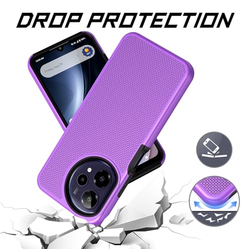 for Cricket Icon Plus 2026 (Plus Version Only) /AT&T Verge 2 Case with Tempered Glass Screen Protector,Dual Layer Heavy Duty Shockproof Protection (Purple) - color: Purple