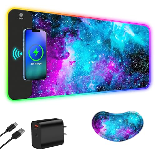 ToLuLu Wireless Charging RGB Gaming Mouse Pad,15W LED 30W Charger Mouse Mat - color: Galaxy Nebula Space