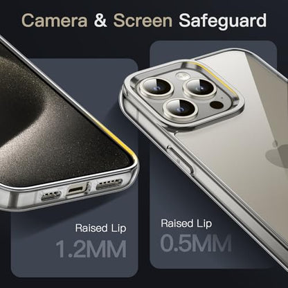 JETech Case for iPhone 15 Pro, Anti-Yellowing, Natural Titanium | Shockproof Protection, Scratch Resistant Hard PC Back, Durable Transparent TPU Bumper - color: Natural Titanium, size: iPhone 15 Pro