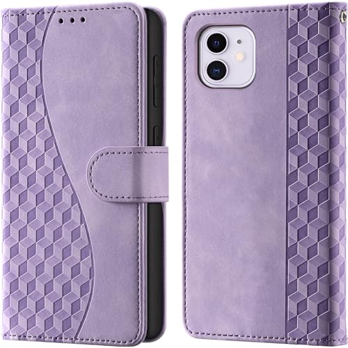 Flip Wallet Case for iPhone 11 PU Leather Purple | RFID Blocking, 3 Card Slots & 1 Cash Pocket, Magnetic Closure, Kickstand Function, Leather Flip Case for iPhone 11 - color: Purple